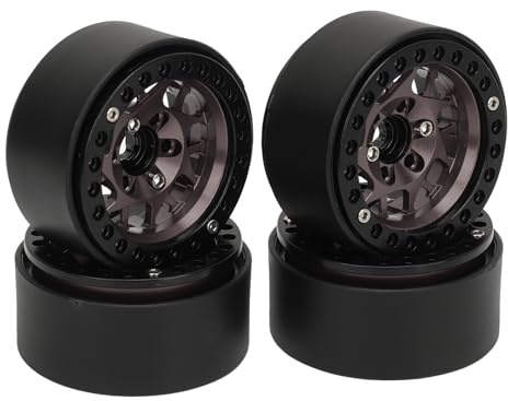 Alomejor Durable Aluminum Alloy 1.9in Beadlock Wheel Rims, Improve Performance Fit for Axial SCX10 SCX10 II, 4pcs Rc Crawler Rims Set (Gray)