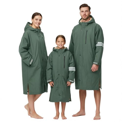 Owntop Peignoir de Changement Imperméable pour Adultes Enfants - Manteau Surdimensionné à Manches Longues et Capuche avec Doublure en Polaire Sherpa, Séchage Rapide pour la Baignade et Le Surf