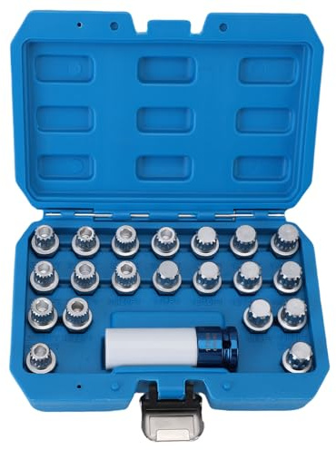 aqxreight 21pcs Wheel Locking Nut Key Kit Wheel Theft Lug Nut Socket Adapter Set Theft Screw Removal Tool are Durable and Long Locking Key KitWheel Lock Socket Adapter