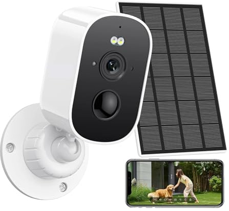 DIKAMAN Caméra de sécurité, Caméra de sécurité extérieure sans Fil 2K, détection Mouvement et IA, IP WiFi, Charge Solaire, Full HD 40000 mAh, CCTV(2MP NO SD Card)
