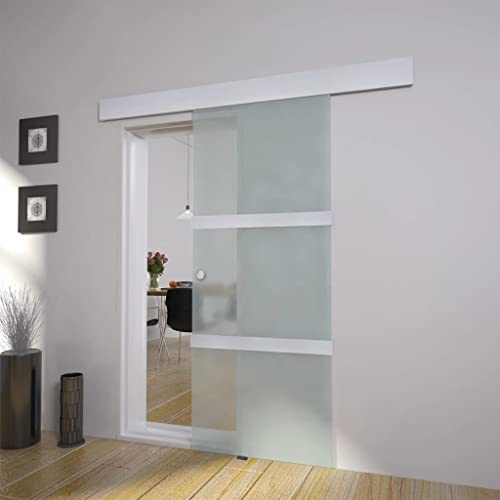 Sliding Glass Door Kit with Aluminum Track, 178 cm Silver Finish, Space Saving Interior Pocket Door System for Home and Office, Quiet Operation