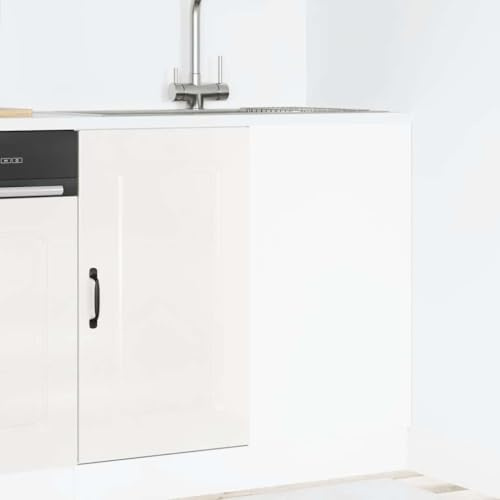 zylophax köksunderskåp Kalmar högglans-vitt trämaterial 86 x 46 x 81,5 cm med justerbara fötter förvaringsutrymme för kök och porslin