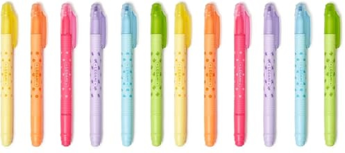 LEGAMI - Set mit 6 radierbaren Textmarkern, Magic Highlighters, Doppelspitze zum Markieren und Radieren, für feine und dicke Striche, in Gelb, Orange, Rot, Violett, Hellblau, Grün (Packung mit 2)
