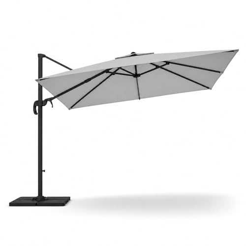 Ombrellone 3x4 Metri Con Braccio Retrattile Per Piscina Gazebo Terrazze Bar Hotel In Acciaio Inossidabile Braccio Rotabile 360° Telo Impermeabile Resistente Ai Raggi UV Grigio Chiaro