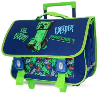 mybagstory | Cartable à roulettes Minecraft | 2 Compartiments | Vert