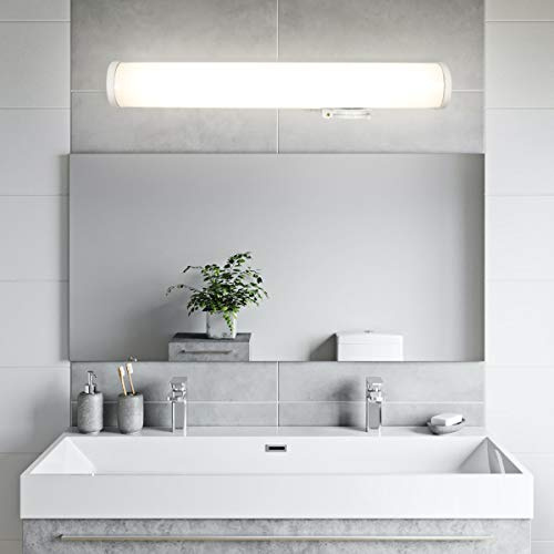 IMVSINCERE Shaver Light LED Wall Mounted Luminaire Wall Makeup for Bathroom Waterproof IP44 41CM 6W 4500K Natural White Mirror Front 600LM Bathroom with Shaver Socket and Switch