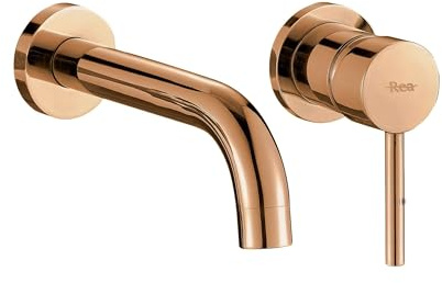 Rea Waschtischarmatur LUNGO ROSE GOLD +BOX Wasserhahn Bad Badarmatur aus Messing Armatur für Waschbecken und Badewannen Badezimmer Mischbatterie Einhebel (Rose Gold)