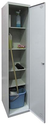 Simon Rack Armario Escobero Metálico 1800x400x400 mm - Simonlocker | 1 Puerta, 4 Estantes, Incluye 2 Llaves, Gris, Pintura anticorrosión