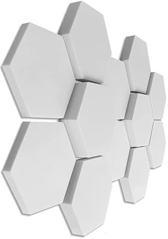 platino24 Schallabsorber 3D-Set aus Basotect G+, 12 Elemente: je Ø30cm Wabe, Verbesserung der Raumakustik