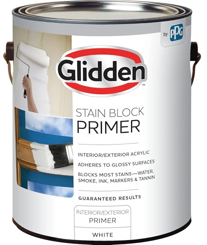 Glidden Glidden Interior/Exterior Stain Block Primer Flat, White, 1 Gallon