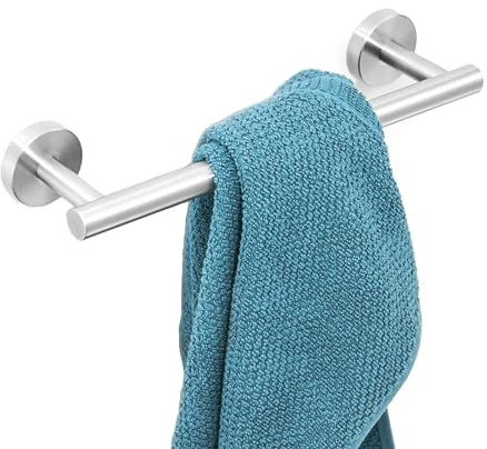 BOWAREPRO Handtuchhalter Wandmontage aus Edelstahl 30 cm, Rostfrei Handtuchstange mit Zubehör zum Bohren, Badetuchhalter Gebürstet für Badezimmer und Küche (Gebürstet Silber)