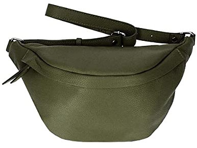 OBC Made in Italy Damen Leder Tasche Gürteltasche Crossbody Brusttasche Bauchtasche Hüfttasche Umhängetasche Crossover Bodybag Schultertasche Handytasche Olivgrün