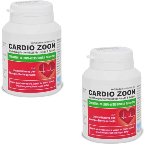 Dr. Peter Conrad e. K CARDIO ZOON | Doppelpack | 2 x 60 Tabletten | Diät-Ergänzungsfuttermittel für Hunde und Katzen | Mit Weißdorn-Pulver