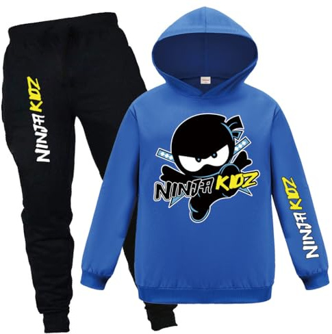 Forlcool Gamer Merch Hoodies and Pants 2pcs Tracksuits for Kids Gamer Comfortable Casual Suits (Blue,5-6 Years,5 Years,6 Years)