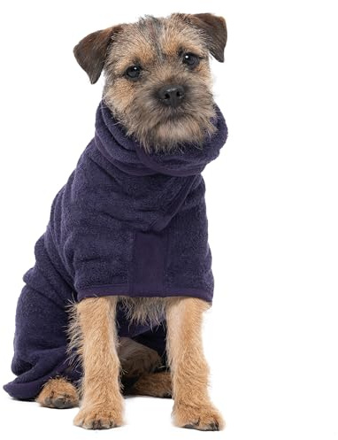 Ruff and Tumble Hunde-Trocknungsmantel, Classic-Kollektion, schnell trocknendes Hundehandtuch, Mantel und Bademantel mit Kapuze, Größe XS, Brombeere