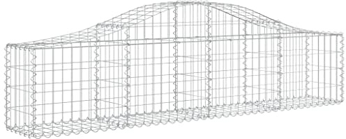 vidaXL 3x Paniers à Gabions Arqués Cages à Gabions Arquées Murs de Gabion Barrières de Jardin Terrasse Extérieur 200x30x40/60 cm Fer Galvanisé