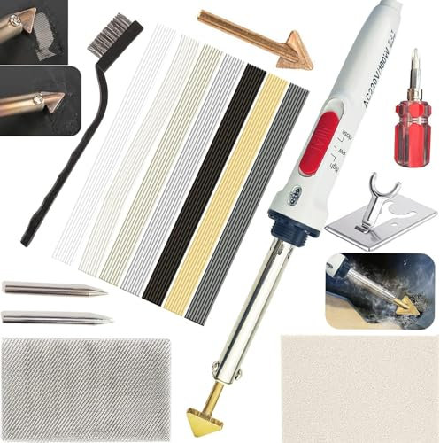 Mytovosn 100W 2 in 1 Plastic Welding Kit&Soldering Iron Kit, 3-Speed Adjustment Temperature Control Plastic Welder with 56pcs Rods, Patch Net, Hot Iron Stand, Wire Brush, Professional Surface Repai