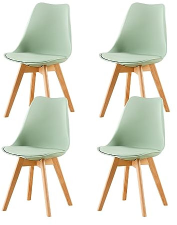 EGGREE 4er Set Esszimmerstuhl Skandinavischer SGS Geprüfter, Design Küchenstuhl Essstühle mit Polsterstuhl et Massivholz Buche Bein, Eiscreme-Grün