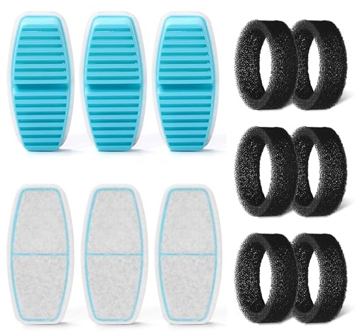 S7-6PCS FOFNON Katzenbrunnen Filter Trinkbrunnen Katzen: 12 Filter Katzenbrunnen - 6 Stück Filter + 6 Stück Schaumstofffilter - Dreifach-Filterung - Geeignet für FONON Katzen Trinkbrunnen