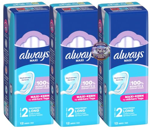 Maxi Damenbinde Profresh Long (Größe 2) 12 STÜCK x 3 Packungen