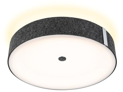 Paulmann 79986 LED Deckenleuchte 3-Step-Dim Malika 2700K 2300lm 230V 29W Anthrazit Filzleuchte Backlight