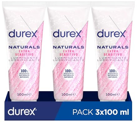 Durex Lubricante Naturals Extra Sensitivo, con ingredientes 100% naturales, 100 ml [Pack 3 Unidades]