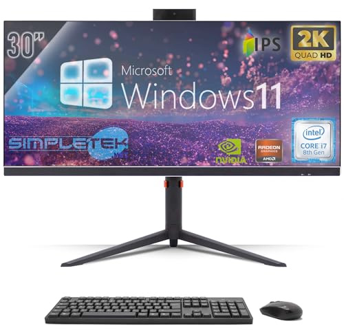 SIMPLETEK - Gaming PC All in One 30 IPS 2K Core i7 RTX 4060 8GB | Windows 11 Pro | 16GB DDR4 240GB SSD M2 + 2TB | Computer Fisso da Gaming Tutto in Uno WiFi6 HDMI