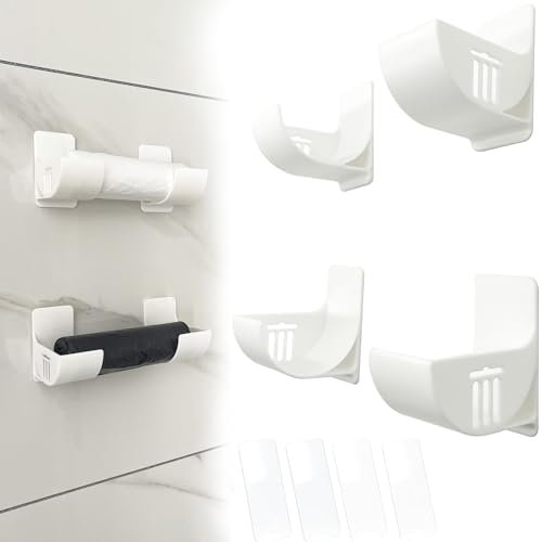 4pcs Supports Distributeur pour sacs poubelles Porte film alimentaire Sac d'Épicerie Organisateur Armoire de Cuisine Porte Boîte de Rangement Range Sac Plastique pour salle de bain,salon,camping-car