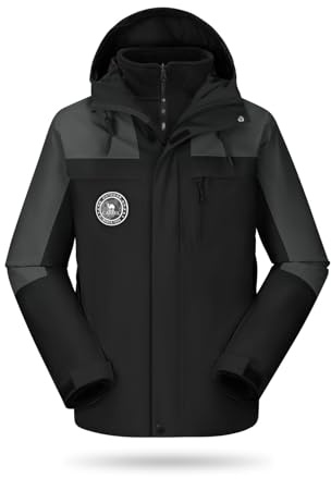 CAMELSPORTS Herren Mountain Skijacke 3 in 1 Wasserdicht Winterjacke Warme Schneejacke Kapuze Regenmantel Winddicht Wintermantel