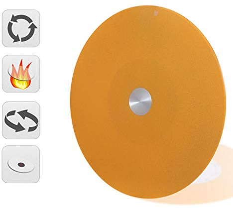 YHKJLYH Escritorio de Servicio de Mesa de Hotel, Giratorio, Redondo, Lacado en Dorado, de 10mm de Espesor, Vidrio Templado, a Prueba de explosiones, silencioso, Resistente a Altas temperaturas