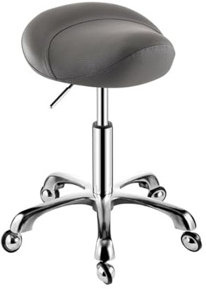 JAVYPPT Sattelhocker, drehbar, höhenverstellbar, mit verdrehsicheren Kugelrädern, ergonomischer Hocker for Klinik, Zahnarzt, Salon, Massage, Büro und Heimküche, Unabhängigkeit(Brown)