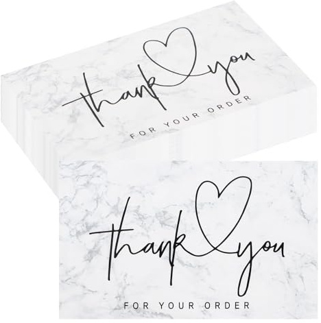 100 pezzi Biglietti di Ringraziamento,Thank you card small business,Biglietti di ringraziamento dal design acquerellato,Grazie per aver ordinato i biglietti d'auguri
