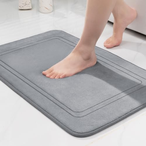 chakme Badematte rutschfest,Badezimmerteppich Weich Badteppich Saugfähige Badvorleger Duschvorleger Fussmatte für Badezimmer Grau 50x80cm