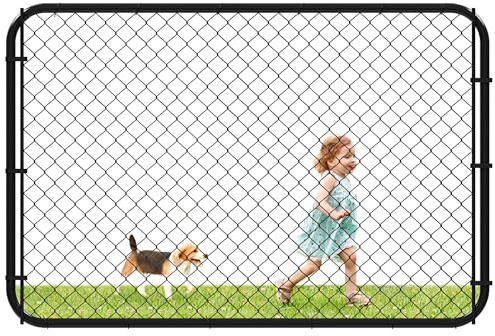 26-72 W x 4' H Fence Gate Kit Chain Link Outdoor Metal Garden Gate,Adjust-A-Gate backyard gate Chain Link Fence Panels Wood Metal fencing Gate Walk-Through Gate Kit Anti-Rust for Yard and Farm Black