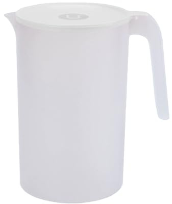 Kunststoff Krug Mit Deckel, Wasserkrug Plastikkrug 2. 5L, Plastikkrug Wasserkrüge, Kunststoffkrug, Eisteekrug, Wasserkrug Mit Griff Für Tee, Säfte, Milch, Kalte Oder Heiße Getränke (Weiß)