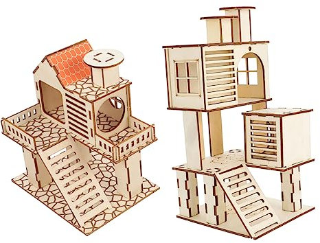 YARNOW 2pièces Jouets pour Hamster Naturel Maisons De Cachette pour Animaux De Compagnie Jouets Exercice pour Petits Hamsters Et Rats