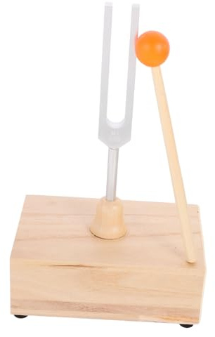 528hz Stimmgabel aus Aluminiumlegierung mit Holzresonator | 1 Satz mit Schlägel, Beige, für Entspannung und Yoga, Klare Warme Klangqualität
