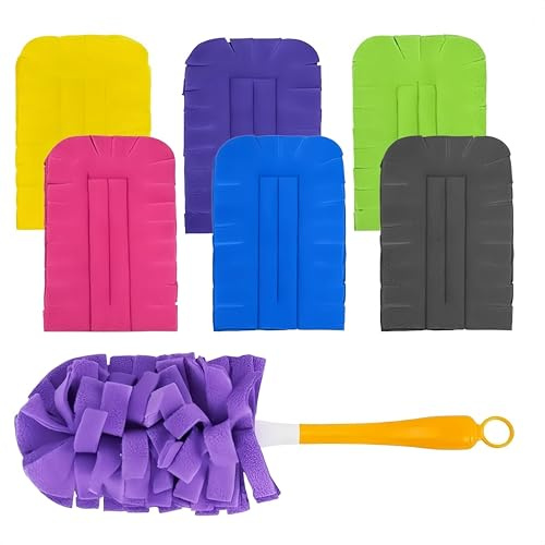 HJYDGJ 6 calamite antipolvere riutilizzabili, lavabili per calamita antipolvere, lavabili in 6 colori forniti con un manico