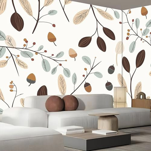 Papel Tapiz Fotográfico, Papel Tapiz Rama De Olivo Hojas 3D Abstracto Planta Mural, 150Anx105Al cm Cafe Restaurant Dormitorio Decoración para el Hoga Murales Pintado Fotomural