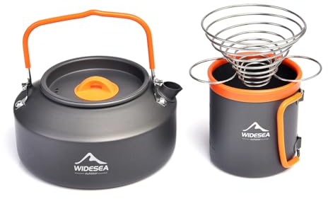 LIXSAZSE Widesea Bollitore da Campeggio Backpacking Bicchieri Tazza Portatile Teiera d'Acqua Riutilizzabile Lavabile Viaggi Camper Stoviglie, con portafiltri
