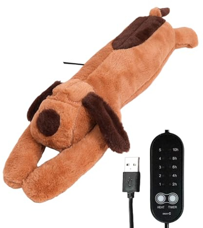 Termoforo de peluche para adultos | Perro calefactable de peluche | Juguete eléctrico USB con temperatura ajustable y apagado automático | Para espalda, cuello, abdomen, ciclo menstrual