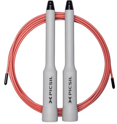 PICSIL Sphinx Speed Rope – Professionellt hopprep, ultralätt och snabbt, justerbar stålkabel, ergonomiska aluminiumhandtag – för Cross Training och fitness (White)