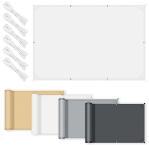 COOL AREA Tenda da vela Impermeabile Rettangolare 1.5x3m con Bordi Dritti,Vela Ombreggiante Parasole Protezione Raggi UV per Esterno Terrazze,Giardini,White