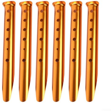 Yhenlovtt 6 estacas de aluminio en forma de U para tienda de campaña de nieve y arena, de 12.2 pulgadas, fáciles de llevar, para camping, senderismo, mochileros (dorado)
