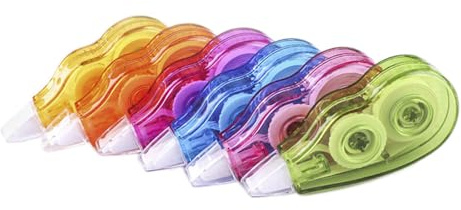 Healeved Set de 6 Cintas Correctoras para Escritura Infantil Cinta Correctora de Papelería Colores Surtidos 12 Metros de Longitud Accesorio Práctico para Estudiantes Color Aleatorio