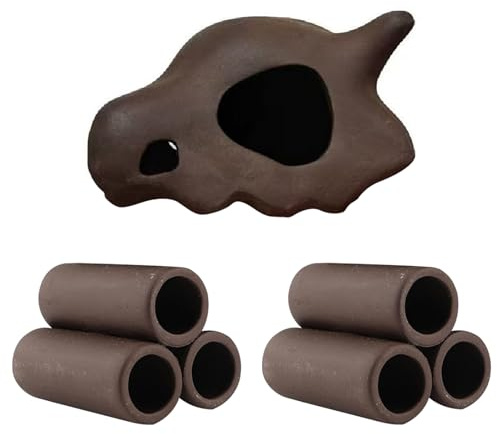 Nsawtasche Aquarium Höhle Tunnel 3er Set - Keramik Aquarium Dekoration Zubehör, Garnelen Versteck für Garnelen und andere kleine Aquarienbewohner (Braun, 7 * 5.5 * 5cm,8.5 * 7.5 * 5.5cm)