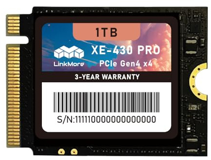 LinkMore XE-430 PRO SSD M.2 2230 NVMe de 1 TB, unidad interna de estado sólido PCIe Gen4 x4 / PCIe 4.0, expansión de almacenamiento para dispositivos de juegos portátiles