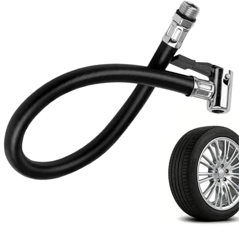 Medrialife 38 cm Extensión de válvula de neumático, Manguera de Goma Flexible para Inflador, Diámetro de Rosca 12,5 mm, Extensión de Tapa de Válvula, Incluye 2 Agujas de Inflado