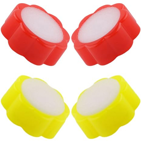 Sosoport Humedecedor de Dedos con Esponjas en Forma de Flor 4 Piezas (2 Rojas 2 Amarillas) para Contar Dinero y Papel en Oficina, Herramienta Práctica para Gestión Financiera y