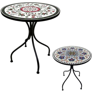 Cre Cra Mesa de Bistró de Mosasico,Mesa de jardín,60 x 70cm,Mesa Exterior Redonda para terraza, jardín y balcón